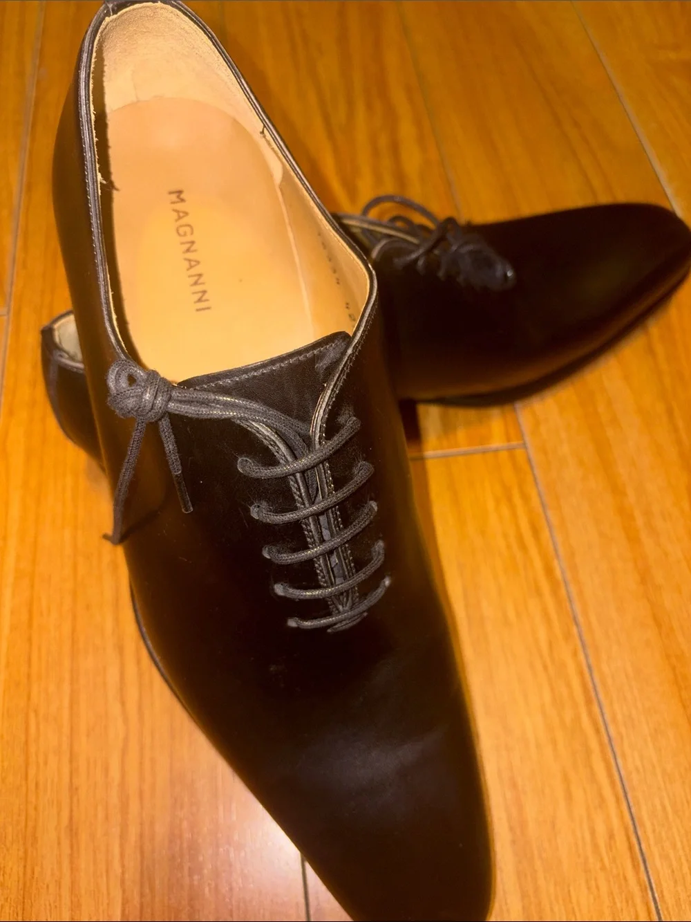 Magnanni Black Leather Wholecut Oxfords Dress Shoes - the Cruz